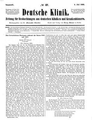 Deutsche Klinik Samstag 4. Juli 1868