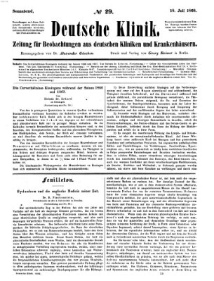 Deutsche Klinik Samstag 18. Juli 1868