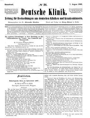 Deutsche Klinik Samstag 1. August 1868