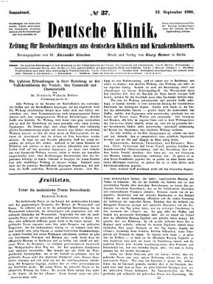 Deutsche Klinik Samstag 12. September 1868