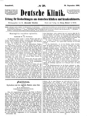 Deutsche Klinik Samstag 19. September 1868