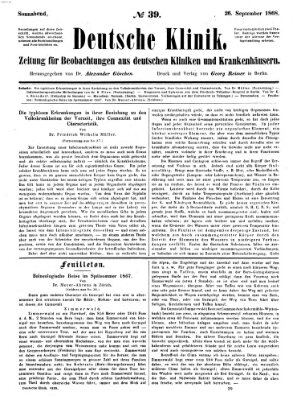 Deutsche Klinik Samstag 26. September 1868