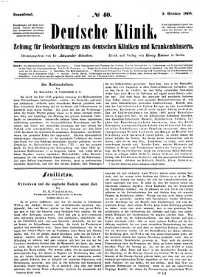 Deutsche Klinik Samstag 3. Oktober 1868