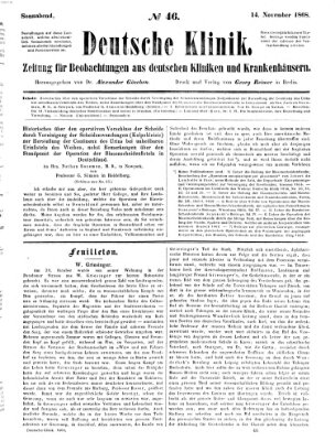 Deutsche Klinik Samstag 14. November 1868