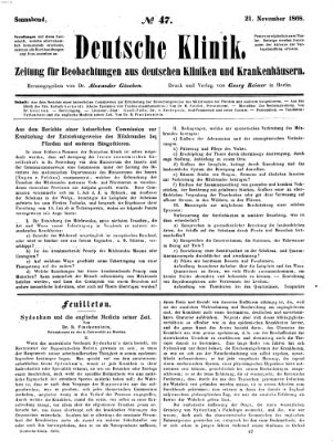 Deutsche Klinik Samstag 21. November 1868