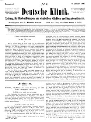 Deutsche Klinik Samstag 9. Januar 1869