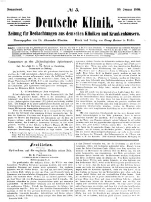 Deutsche Klinik Samstag 30. Januar 1869