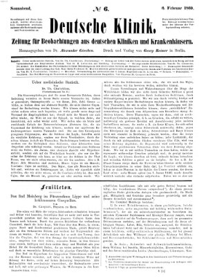 Deutsche Klinik Samstag 6. Februar 1869