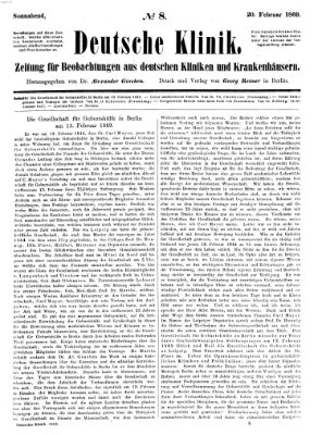 Deutsche Klinik Samstag 20. Februar 1869