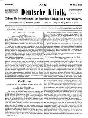 Deutsche Klinik Samstag 20. März 1869