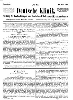 Deutsche Klinik Samstag 10. April 1869