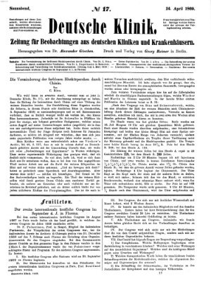 Deutsche Klinik Samstag 24. April 1869