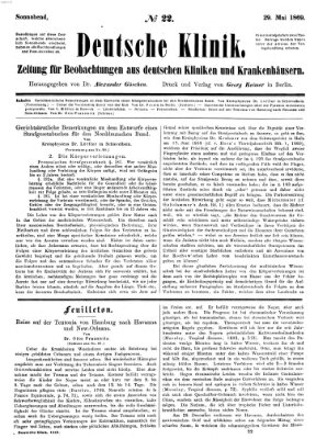 Deutsche Klinik Samstag 29. Mai 1869