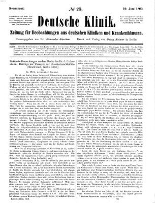 Deutsche Klinik Samstag 19. Juni 1869