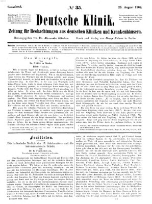 Deutsche Klinik Samstag 28. August 1869