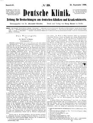 Deutsche Klinik Samstag 25. September 1869