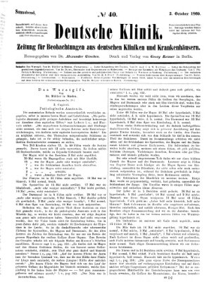 Deutsche Klinik Samstag 2. Oktober 1869