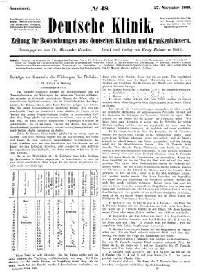 Deutsche Klinik Samstag 27. November 1869