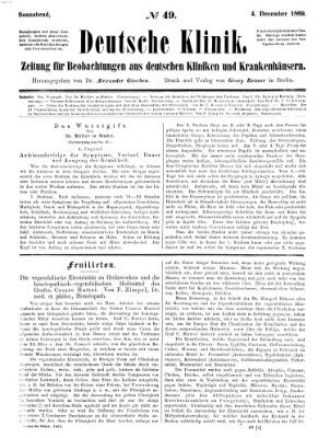 Deutsche Klinik Samstag 4. Dezember 1869