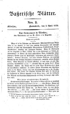 Bayerische Blätter Samstag 3. April 1830