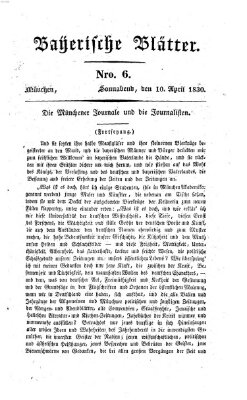 Bayerische Blätter Samstag 10. April 1830