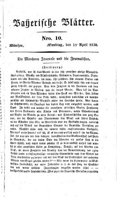 Bayerische Blätter Montag 19. April 1830