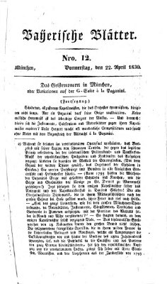 Bayerische Blätter Donnerstag 22. April 1830