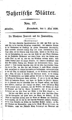 Bayerische Blätter Samstag 1. Mai 1830