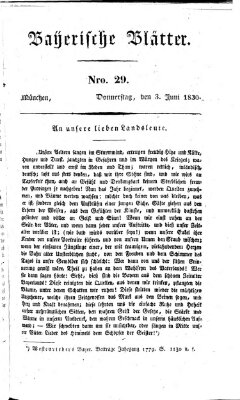 Bayerische Blätter Donnerstag 3. Juni 1830