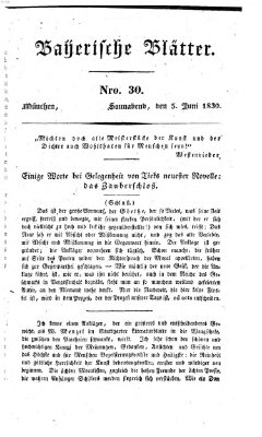 Bayerische Blätter Samstag 5. Juni 1830