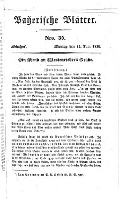 Bayerische Blätter Montag 14. Juni 1830