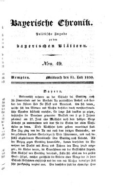 Bayerische Blätter Mittwoch 21. Juli 1830