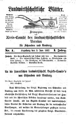 Landwirtschaftliche Blätter für Schwaben und Neuburg Freitag 3. Januar 1862