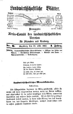 Landwirtschaftliche Blätter für Schwaben und Neuburg Freitag 28. Februar 1862