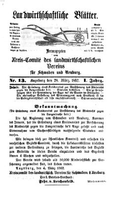 Landwirtschaftliche Blätter für Schwaben und Neuburg Freitag 28. März 1862