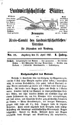 Landwirtschaftliche Blätter für Schwaben und Neuburg Freitag 25. April 1862