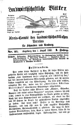 Landwirtschaftliche Blätter für Schwaben und Neuburg Freitag 1. August 1862