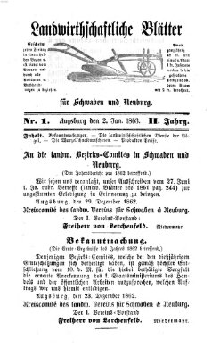 Landwirtschaftliche Blätter für Schwaben und Neuburg Freitag 2. Januar 1863