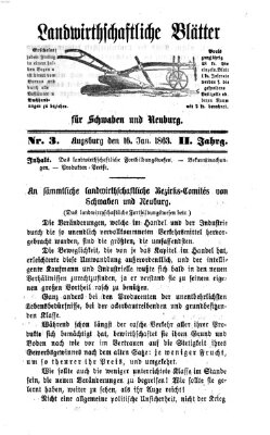 Landwirtschaftliche Blätter für Schwaben und Neuburg Freitag 16. Januar 1863