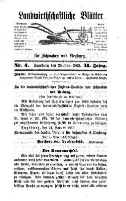 Landwirtschaftliche Blätter für Schwaben und Neuburg Freitag 23. Januar 1863