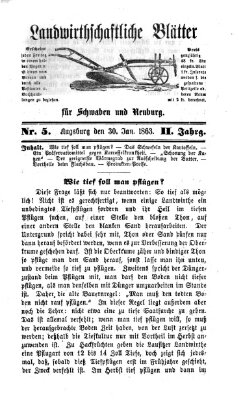 Landwirtschaftliche Blätter für Schwaben und Neuburg Freitag 30. Januar 1863