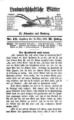 Landwirtschaftliche Blätter für Schwaben und Neuburg Freitag 13. März 1863