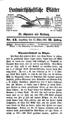 Landwirtschaftliche Blätter für Schwaben und Neuburg Freitag 27. März 1863