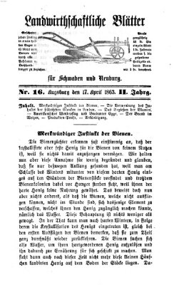 Landwirtschaftliche Blätter für Schwaben und Neuburg Freitag 17. April 1863