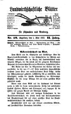 Landwirtschaftliche Blätter für Schwaben und Neuburg Freitag 1. Mai 1863