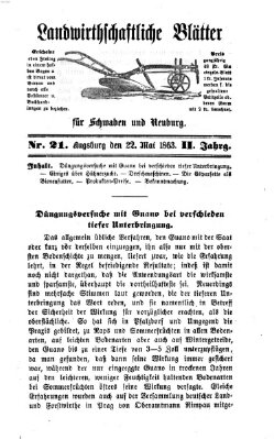 Landwirtschaftliche Blätter für Schwaben und Neuburg Freitag 22. Mai 1863