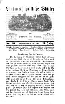 Landwirtschaftliche Blätter für Schwaben und Neuburg Freitag 10. Juli 1863