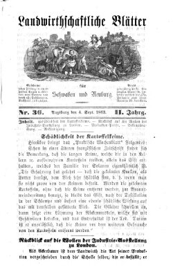 Landwirtschaftliche Blätter für Schwaben und Neuburg Freitag 4. September 1863