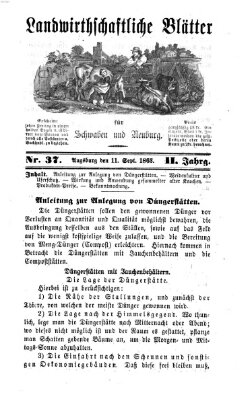 Landwirtschaftliche Blätter für Schwaben und Neuburg Freitag 11. September 1863