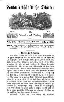 Landwirtschaftliche Blätter für Schwaben und Neuburg Freitag 18. September 1863